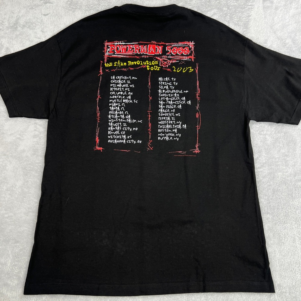 Alstyle Powerman 5000 2003 Fake Revolution Tour T-Shirt XL Black Men Vintage Tee - Picture 4 of 9